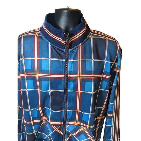 Stacy Adams Jacket Men XXL Blue Plaid Lightweight Track Full Zip Streetwear Bold - Picture 8 of 16
